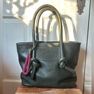 Mecha Mendez Basket Leather Totebag in forest green NWT/NIB
